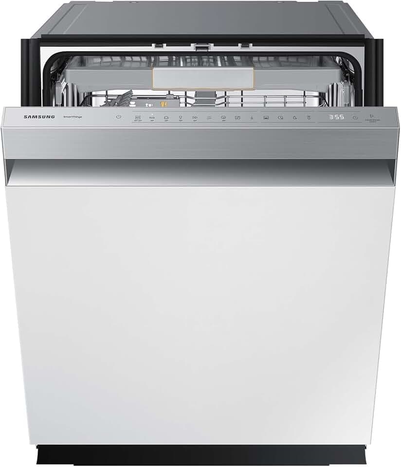 Samsung Geschirrspüler, 60 cm, Teilintegrierbar, EEK: A, 14 Maßgedecke, 7,9 l Wasserverbrauch, WaterJet Clean, SmartThings AI Energy Mode, 43 dB(A), Weiß, DW60CG880SSLEG