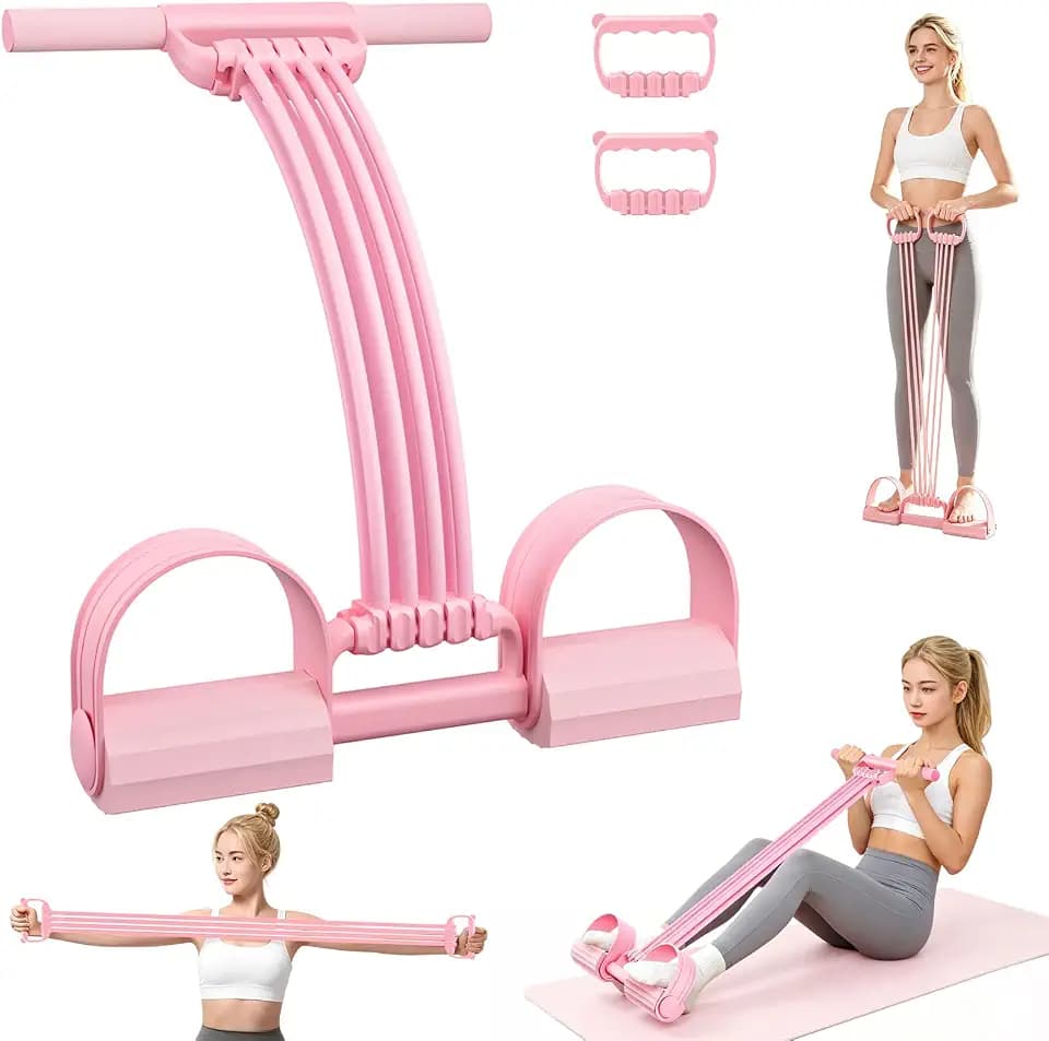 3-in-1 Multifunktions Expander mit 8 verstellbaren Widerstandsrohren – Wähle 1-8 Röhren je nach Kraft, abnehmbare Griffe & Fußpedal, Ganzkörper-Heimtrainer für Bauch, Beine, Yoga,