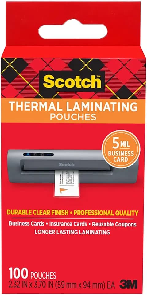 Scotch Thermal Pouches Business Card, 2.3 in x 3.70 in (59 mm x 94 mm)