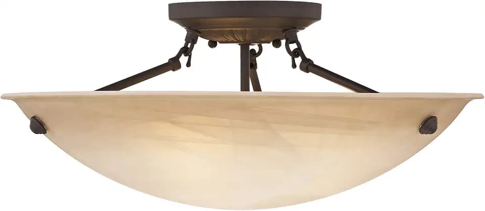 Livex Lighting 5626-07 3-Light Semi Flush Mount, Bronze