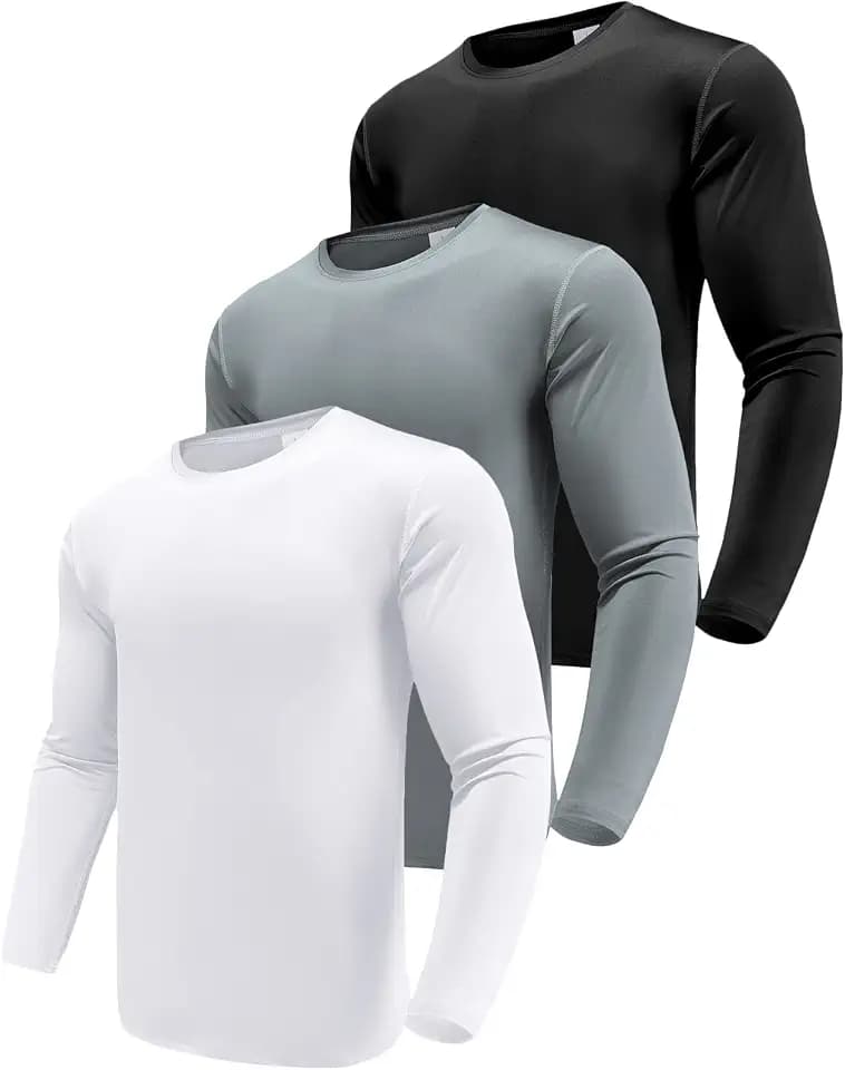 Boyzn 1, 3 or 5er Pack Herren Langarmshirt T-Shirts, UPF 50+ UV Schutz Schnelltrocknend Funktionsshirt Laufshirts, Atmungsaktiv Langarm Sportshirt Gym Running Tops