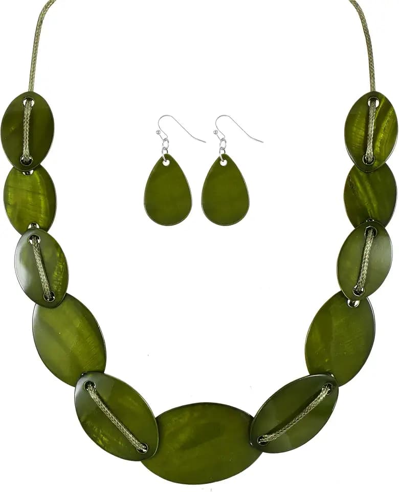 Large Chunky Geometric Statement Necklace and Earrings Set Colorful Beaded 18” Choker for Women Silver Gold Metal Accents Fashion Jewelry Set Gifts for Holiday