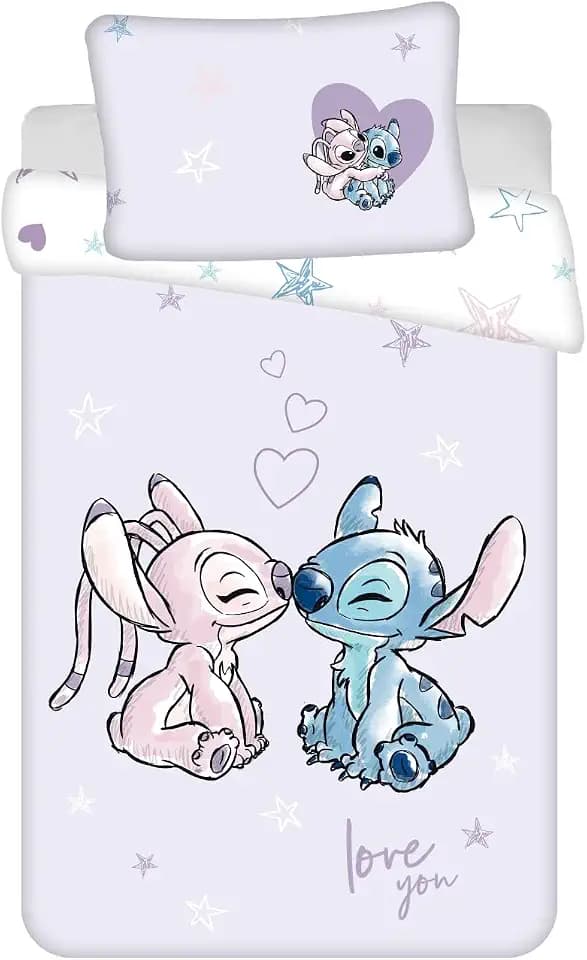 Jerry Fabrics Lilo und Stitch Baby lila Wende Bettwäsche Kopfkissen Bettdecke Set 100x135cm Kleinkind