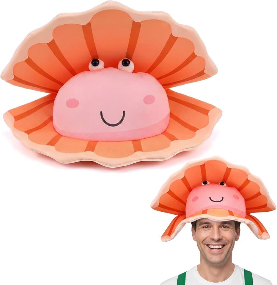 Chicingyou Clam Costume Hat Novelty Shell Headwear Under the Sea Costume Novelty Adult Hats for Holiday Costumes, Halloween Cosplay Party, Photo Props or Daily Fun Accessories