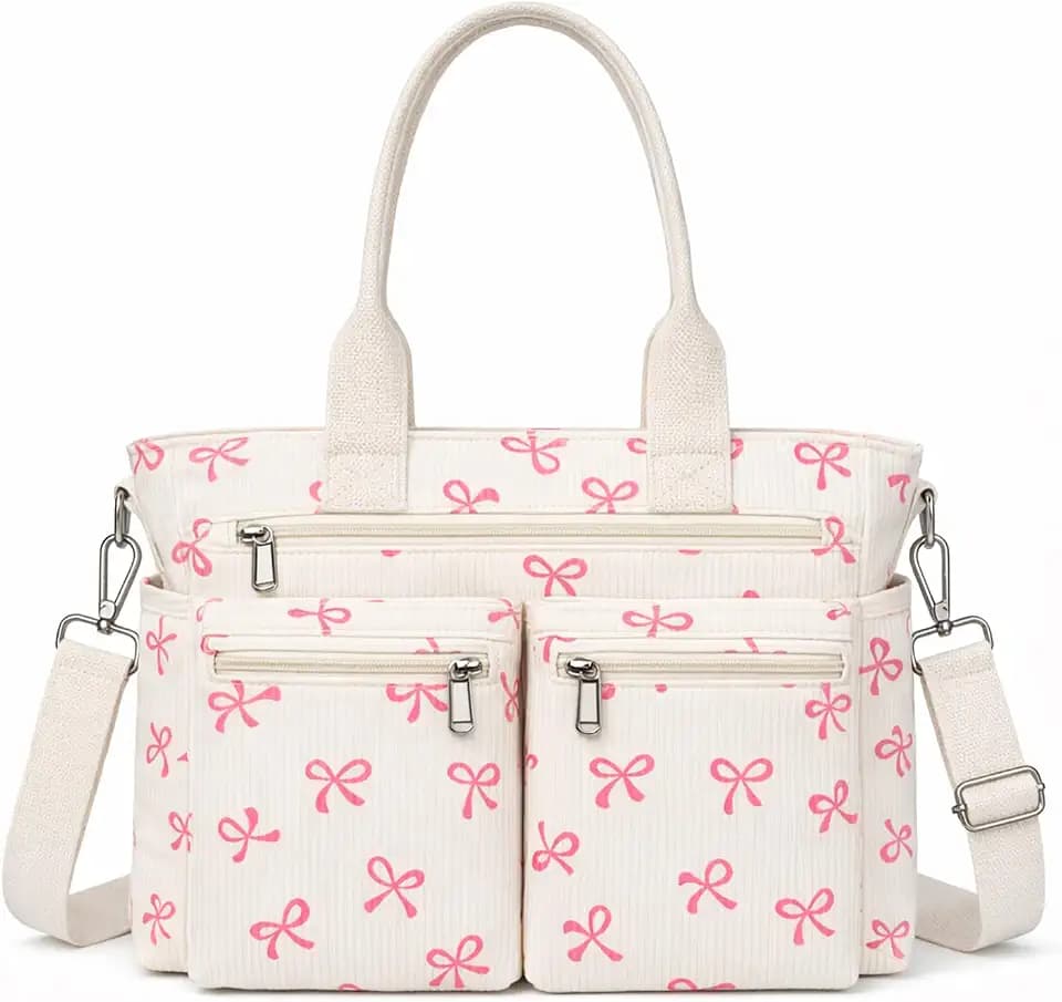 KAMEILONG Womens Casual Corduroy Tote Bags with Multiple Pockets Hobo Crossbody Bag Travel Shoulder Bags Cute Purse Handbag