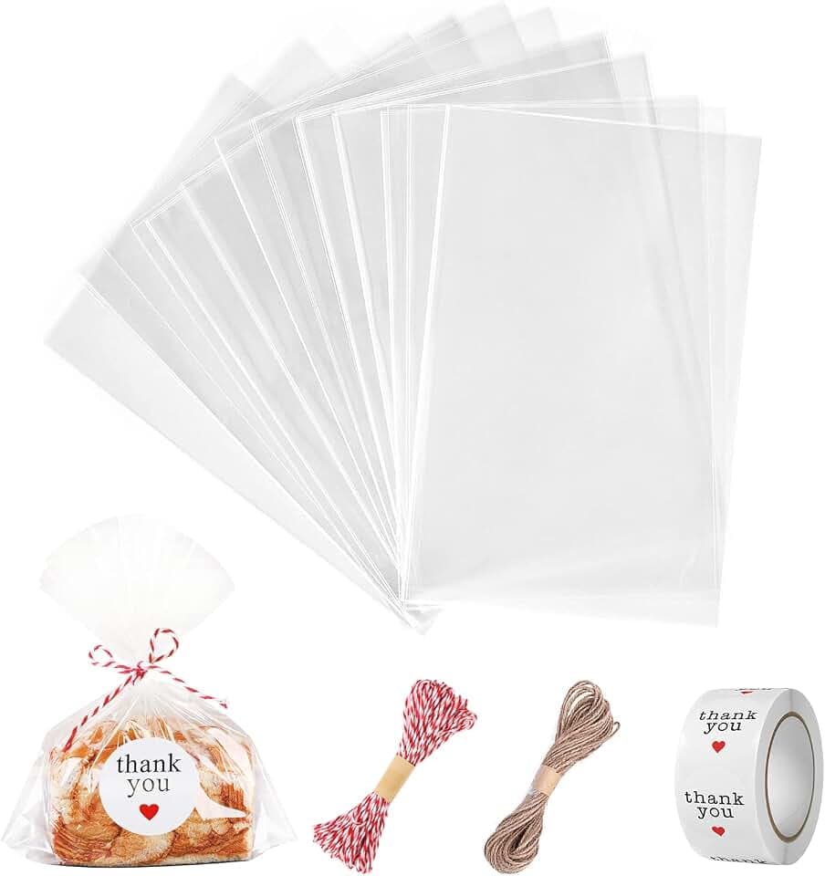 Carehabi 200 Stück Plastikbeutel Tansparent OPP Beutel Zellophanbeutel Kekse Süßigkeiten Perlen Schmuck Geschenk 18 x 25 cm (18 x 25 cm)