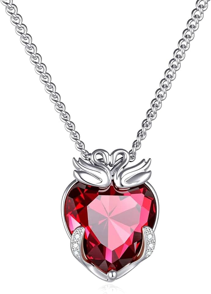 TIZU Muttertagsgeschenke - Damen Herz Kette Silber 18K Weißgold Vergoldet Original Zirkonia Schwan Anhänger Halskette für Mama Frauen Mädchen mit Geschenk Box