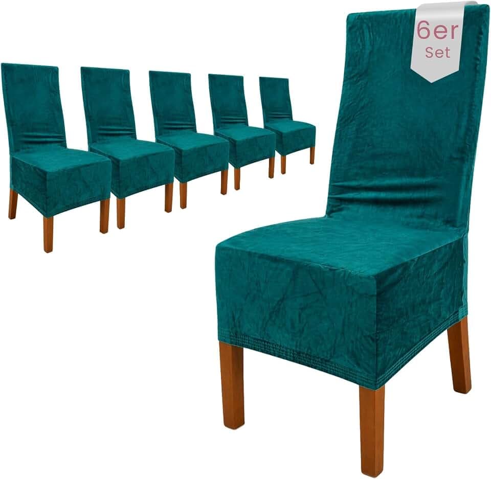 Scheffler Home Stuhlhussen Samt Türkis 6er Set Puma