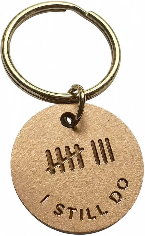 8th Wedding Bronze Keychain - I Still Do Key Ring Gift for Husband or Wife - Bronze 8 Year Wedding Anniversary Present