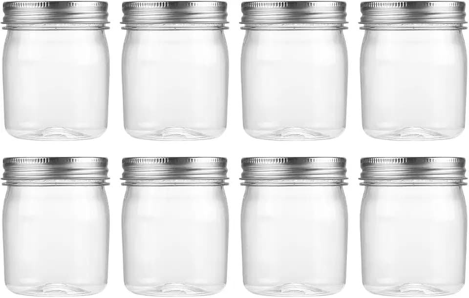 novelinks 8 oz Plastic Mason Jars and Clear Plastic Jars with Lids 8 oz