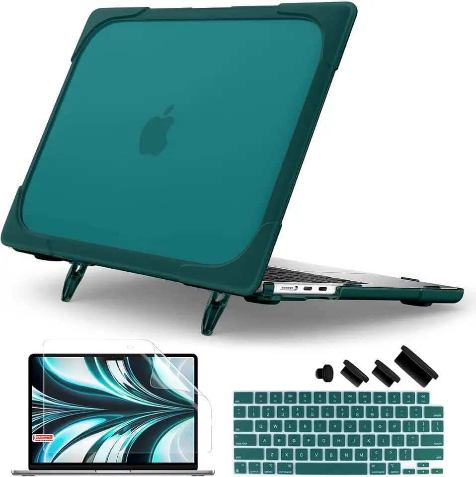 Batianda Foldable Stand Heavy Duty Case for MacBook Air 13.6 inch, Teal