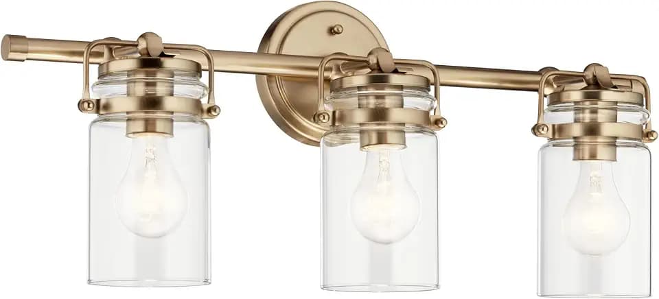 Kichler Brinley 3-Light Farmhouse Vanity Light, Champagne Bronze