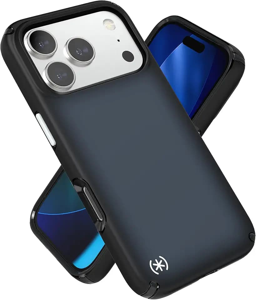 Speck Presidio LUX for iPhone 17 and 18 Pro Case, MagSafe-Compatible, Slim Protective Case, Black Fade/Slate Grey/White