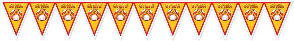 Beistle Spain Soccer Ball Pennant Banner – All-Weather Spanish Bunting Decoration, Football Garland Décor for Soccer Watch Parties, International Sporting Events & Stadium Theme Gatherings, 6' 6¾"