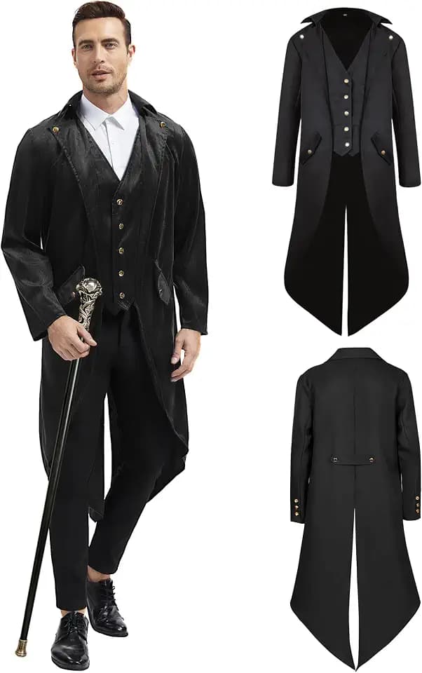 Men's Steampunk Tailcoat Jacket Medieval Gothic Victorian Coat