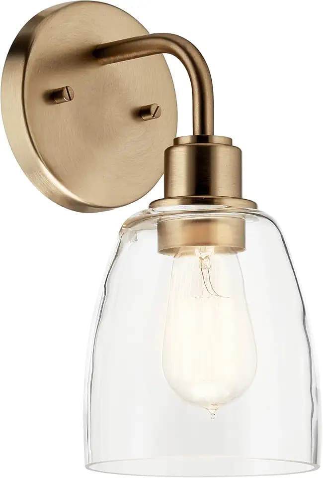 Kichler Meller 11.25 Inch Wall Light, 1 Light Exterior Wall Sconce in Champagne Bronze, (11.25" H x 5.5" W), 5100CPZ