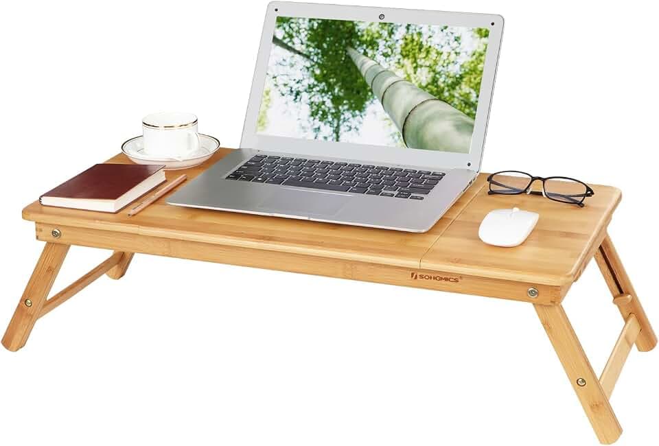 SONGMICS Laptoptisch für Bett, Bambus, höhenverstellbar, 71,5 x 35 cm