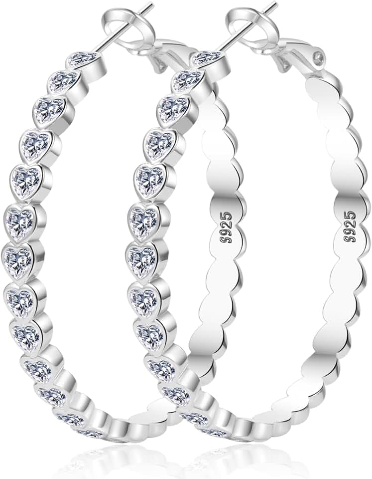 Senteria Creolen Silber 925 Hypoallergen Herz Silber creolen mit Zirkonia