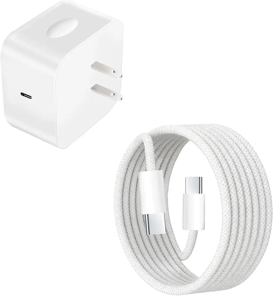 40W Dynamic Power Adapter with 60W Max, Apple 40W Charger, Foldable Type C Fast Wall Charger with 6FT Braided USB-C Cable for iPhone 17 Pro Max/16 Pro/15/15 Plus, AirPods,iPad,MacBook Air,Samsung S25