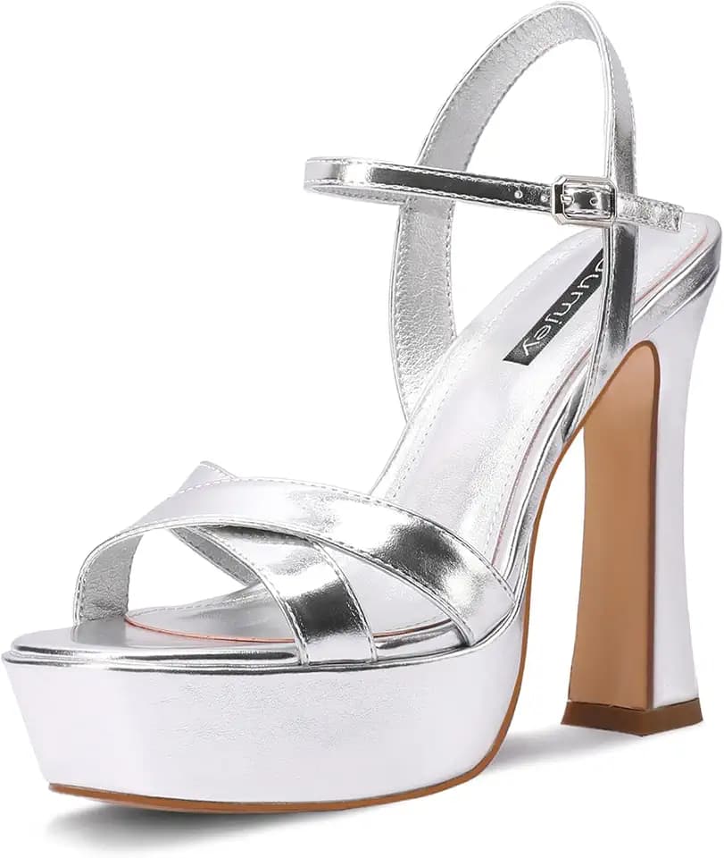 Platform Heels for Women Chunky High Heel Sandals with Ankle Strap