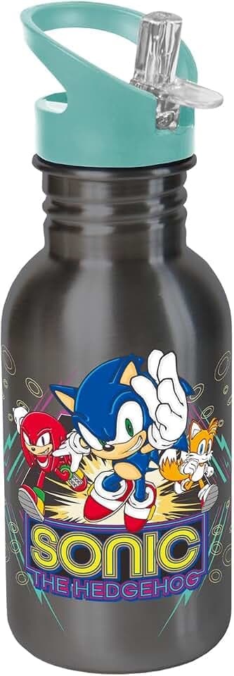 GEDALABELS Trinkflasche Sport Sonic Retro 500ml Edelstahl | GEDA | Sport | Sportbottle | Flasche | Kindergarten | Schule