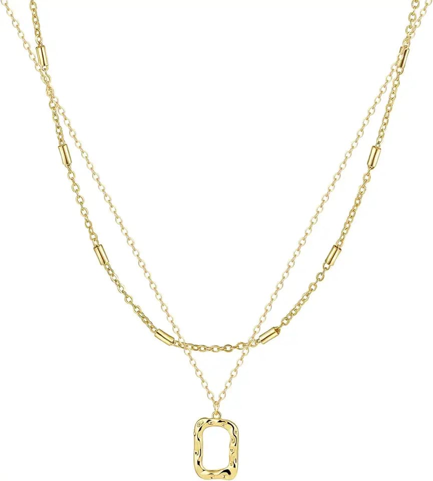 Layered Necklaces for Women 14K Gold Plated Stack Circle Pendant Trendy Long Chain Stackable Handmade Coin Necklace Set Dainty Gold Stacked Jewelry Gifts