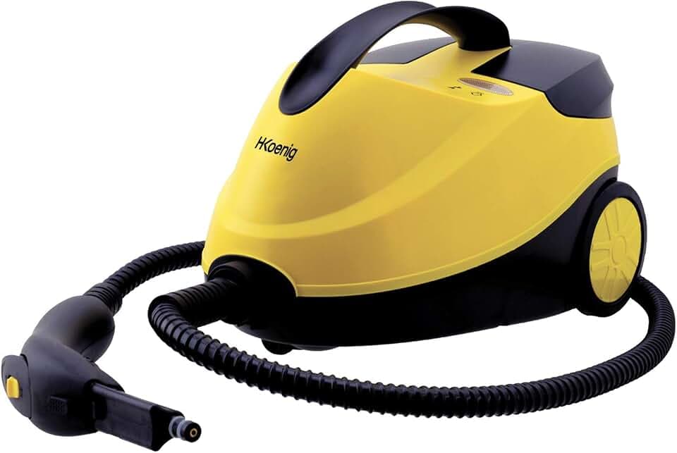 H.Koenig 4 bar Dampfreiniger NV6200, 45 Min. Autonomie, in 8 Min. einsatzbereit, 1,5L, Leistungsstark 2000W, Kompakt, Multifunktional für Heim und Büro, Boden, Möbel, Auto + 10 Zubehörteile enthalten