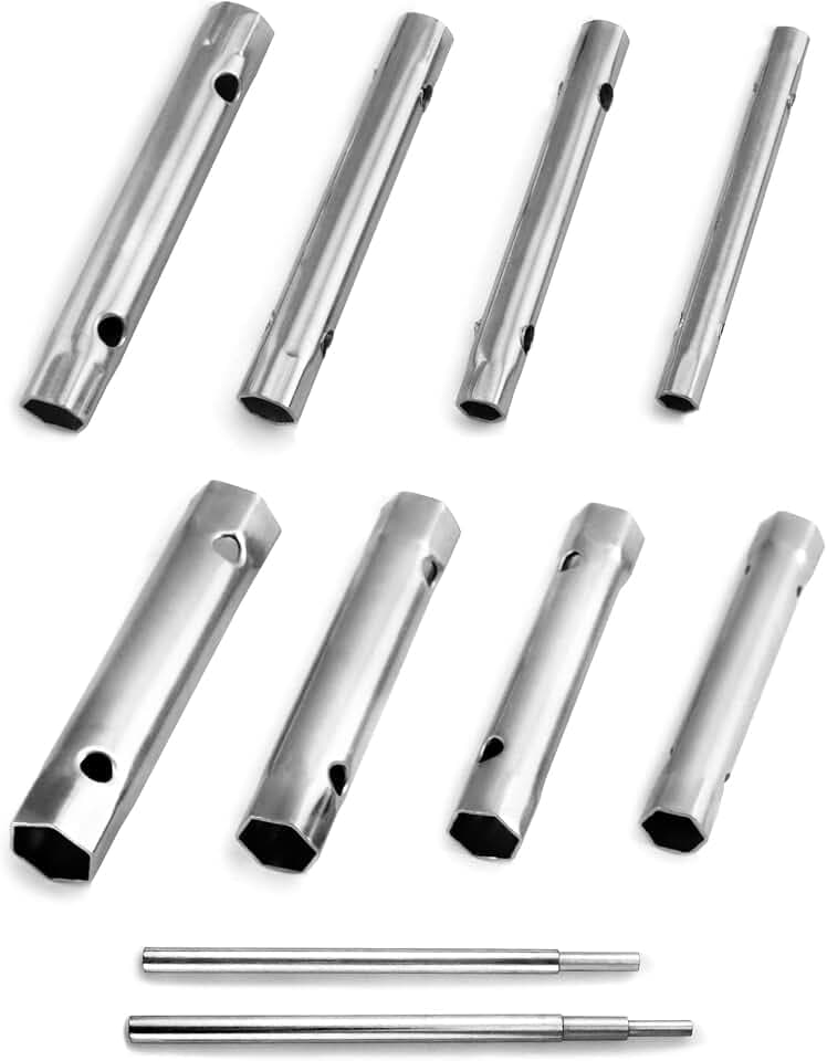 QWORK 10-tlg Rohrsteckschlüsselsatz, Steckschlüssel Zündkerzenschlüssel 6 x 7-20 x 22 mm Metrisch