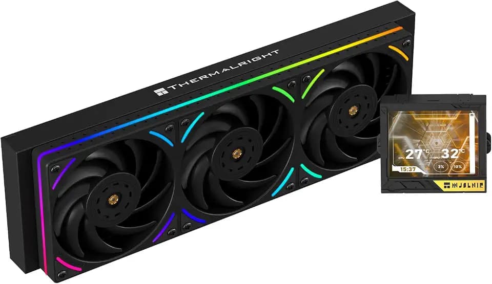Thermalright Mjolnir Vision 360 UB ARGB Black CPU Water Cooler,3 PWM Fans Water Cooling System with 2150PRM,for AM4/AM5&Intel LGA1851/1700, Magnetic Detachable LCD Screen with 640 * 480 Resolution