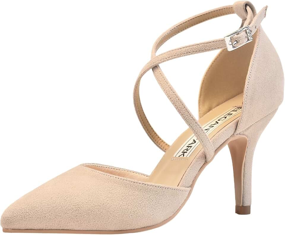 ELEGANTPARK Pointed Toe Heels for Women Satin Strappy Wedding Dress Shoes
