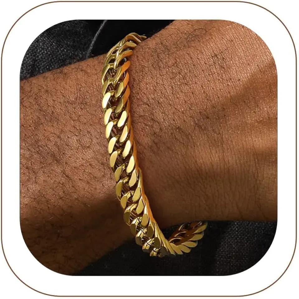 FaithHeart Mens Stainless Steel Cuban Link Bracelet, Tarnish Resistant