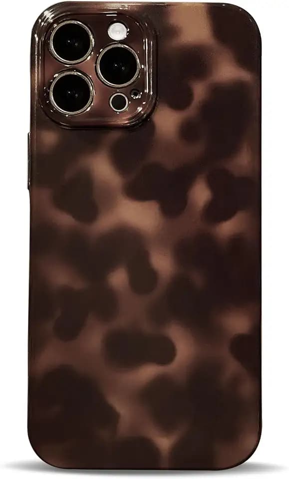 Anuck for iPhone 15 Pro Case Tortoise Shell Phone Case, Cute Chic Amber Leopard Cheetah Print Aesthetic Design Full Camera Protection, Soft TPU Slim Shockproof Cover 6.1" for Women Girls Men-Brown