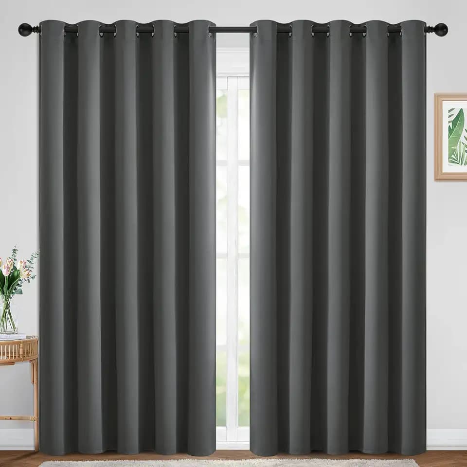 Yakamok Room Darkening Curtains 70x84 inch Length Dark Grey-Living Room