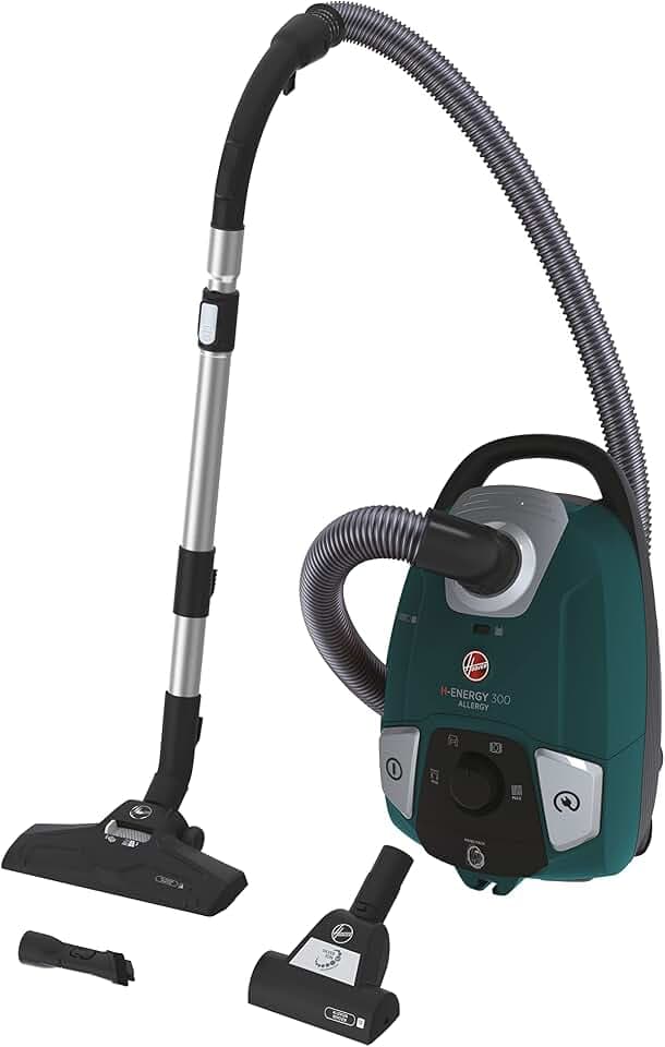 Hoover Bodenstaubsauger mit 3,5 L Beutel & HEPA Filter – leiser Staubsauger (72 dBA) mit automatischem Beutelentsorgungssystem & Haustier-Zubehör – Allergy Edition für Allergiker [HE330ALG]
