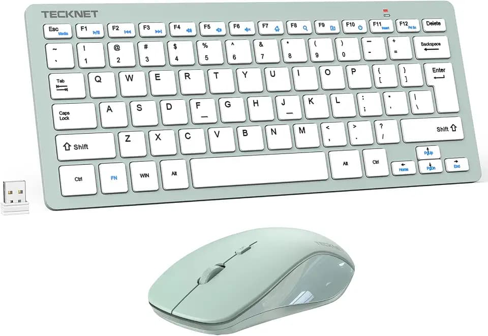 TECKNET Wireless Keyboard and Mouse Combo, Mini Cordless Computer Keyboard and Mouse Set 2.4GHz, Silent Adjustable 1600 DPI, Quiet Click, Lag-Free for Computer, Laptop, PC, Windows, Mac, Chrome OS