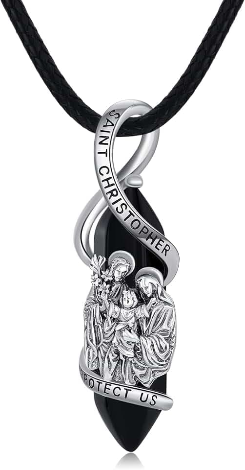 YAFEINI Taufgeschenke Silber 925 Virgen De Guadalupe/Betende Hände/Heiliger Christophorus Anhänger Halskette Christlicher Schmuck Konfirmation Geschenke