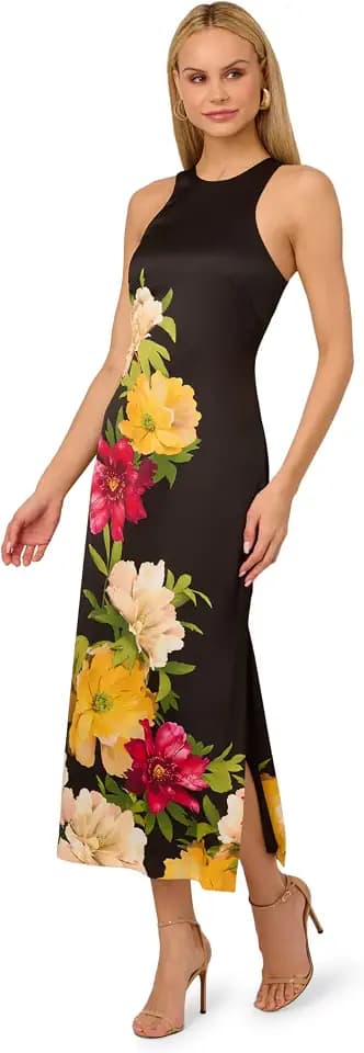 Adrianna Papell Women's Printed Satin Midi Dress