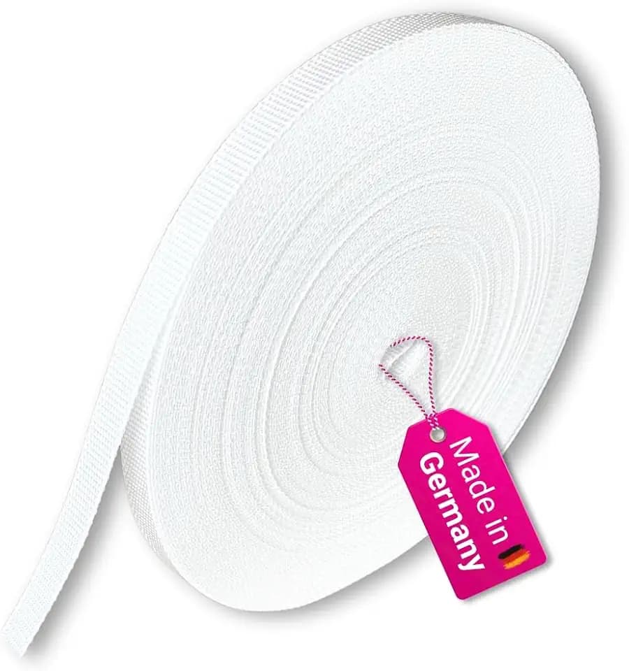 Gurtband 23mm Breite Farbe weiß 50m-Rolle Rolladengurt für Rolladen an Tür & Fenster reißfest & UV-beständig [50m22weiss]