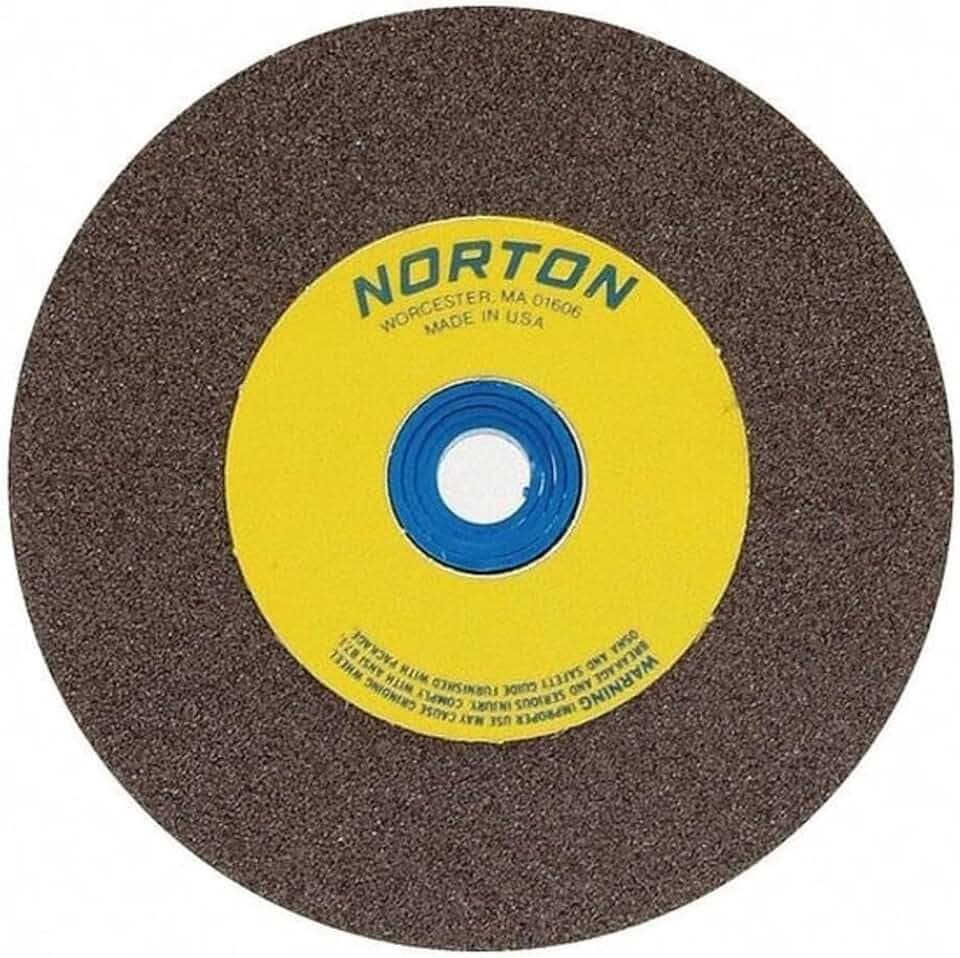 Norton Bench and Pedestal Abrasive Wheel, Type 01 Straight, Aluminum Oxide, 1" Arbor, 5" Diameter, 1/2" Thickness, Fine Grit (Pack of 1)
