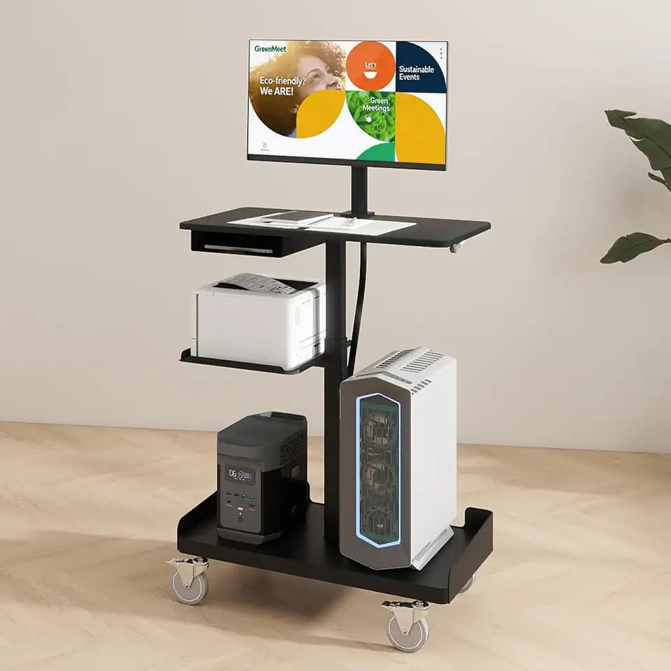 Natwind Mobile Workstation Cart with Monitor Mount,CPU Holder&Cable Sleeve