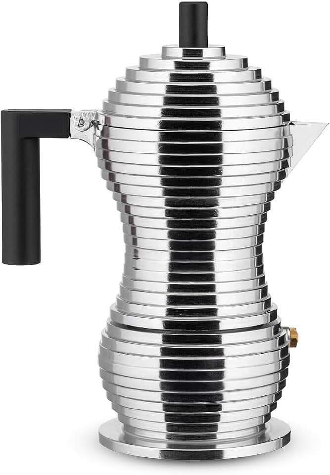 Alessi MDL02/3 B Pulcina Espressomaschine - Gußaluminium. Griff und Knopf aus PA, schwarz. 3 Tassen