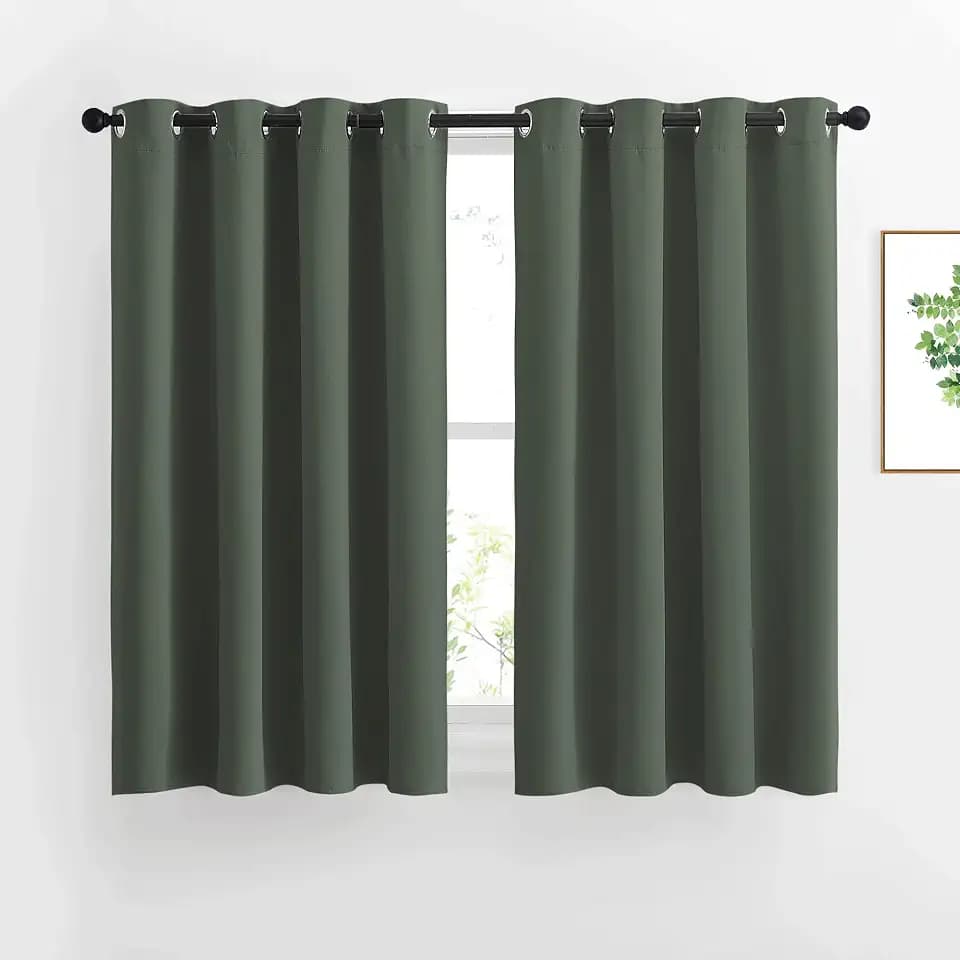 NICETOWN Bedroom Blackout Curtains & Drapes - Window Treatment Thermal Insulated Solid Grommet Voice Reducing for Kitchen/Nursery, Dark Mallard, 1 Pair, W52 x L54