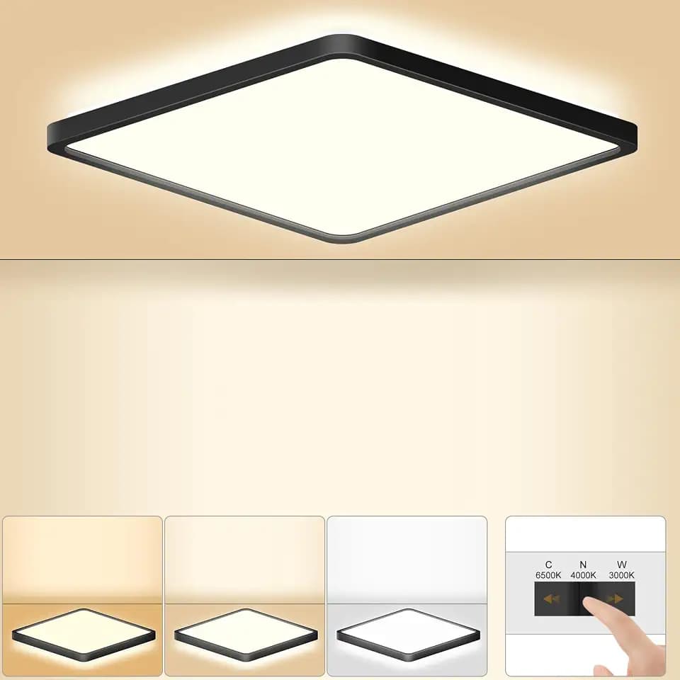 LEZOE LED Deckenleuchte 18W, 2000lm 3000K/4000K/6500K 22x22x2.5cm Slim