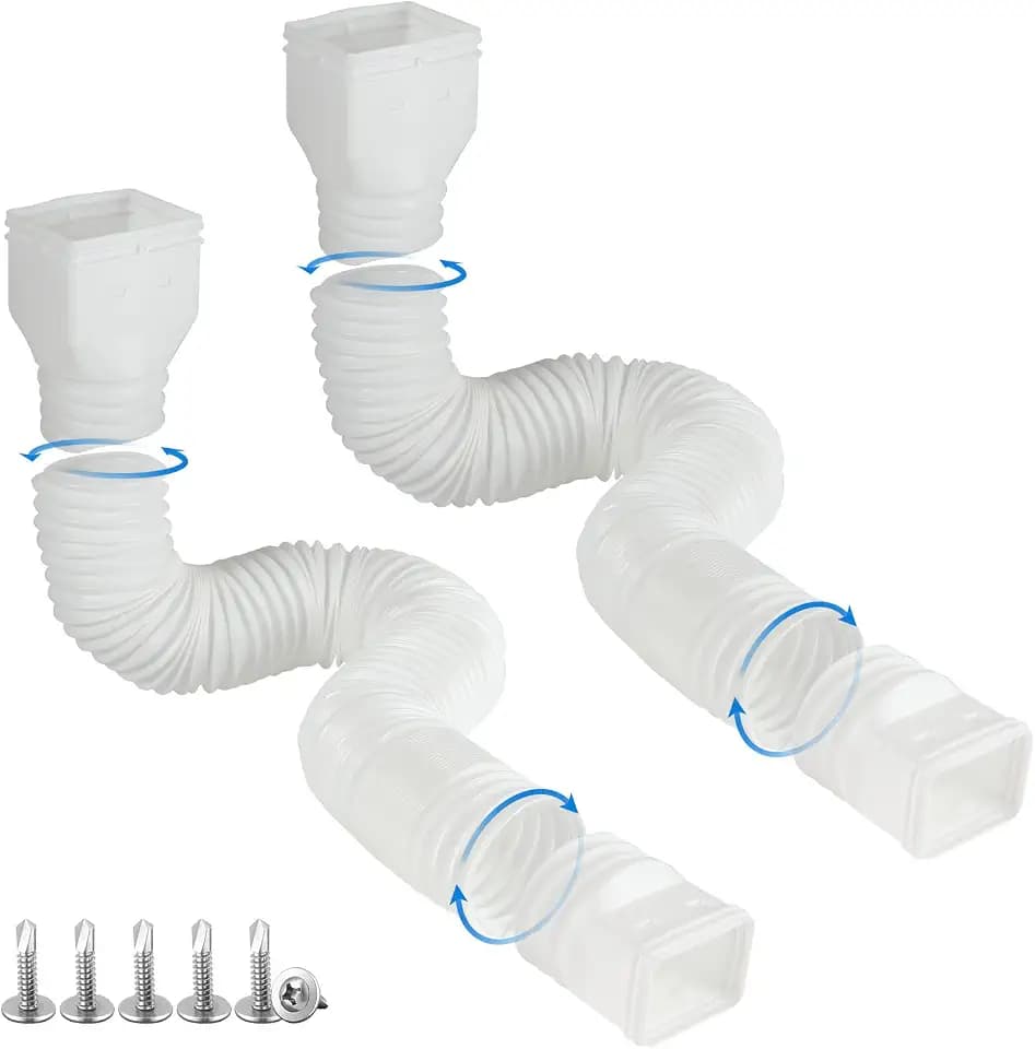 plusgutter White-2pack Rain Gutter Downspout Extensions Flexible, Drain Downspout Extender,Down Spout Drain Extender, Gutter Connector Rainwater Drainage,Extendable from 21 to 68 Inches