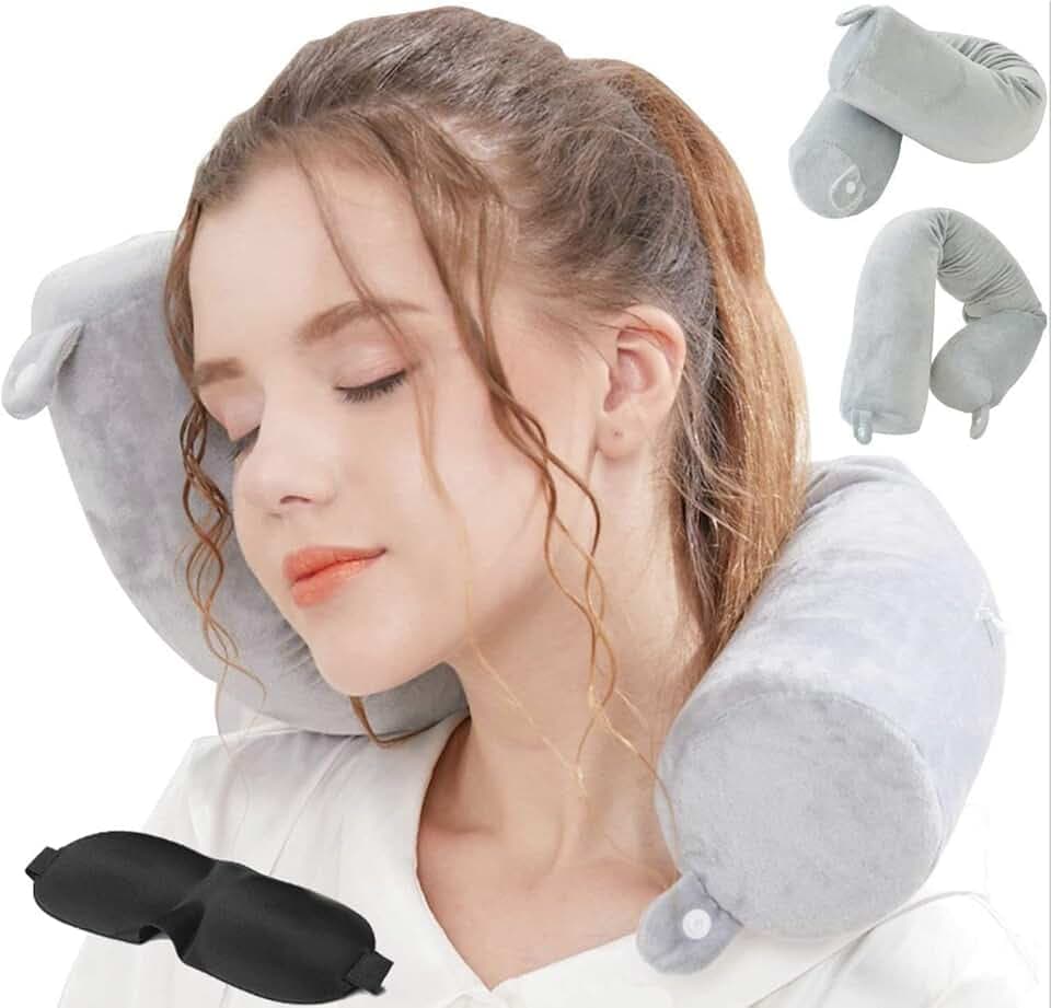 Reisekissen - Memory Foam Nackenkissen Stützkissen für Nacken-, Kinn-, Taillen- und Beinstütze - geeignet für Heimreisen, Flugzeug, Bus, Bahn, verstellbar.