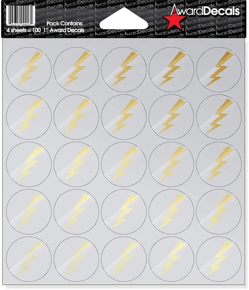 Award Decals Lightning Vegas Gold Sticker 100 1" 20mil Vinyl Made in USA