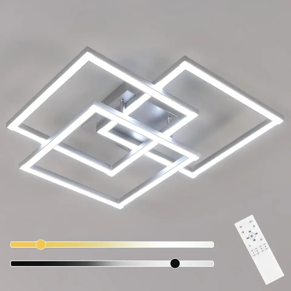 DELIPOP LED Deckenlampe Schlafzimmer Modern 40W 4500LM Silber Deckenleuchte