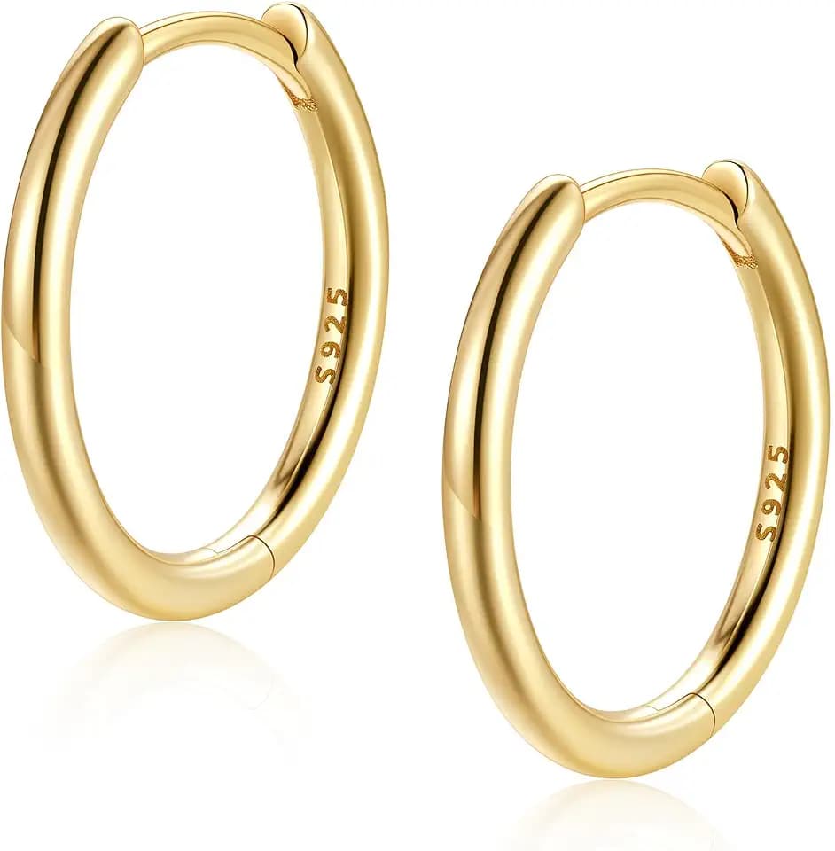FaithHeart 925 Sterling Silver Huggie Hoop Earrings, Small Hoop Earring for Women, Silver/14K Gold/Black/Rose Gold Hypoallergenic Cartilage Earrings for Women 8/10/12/14/16/18/20mm