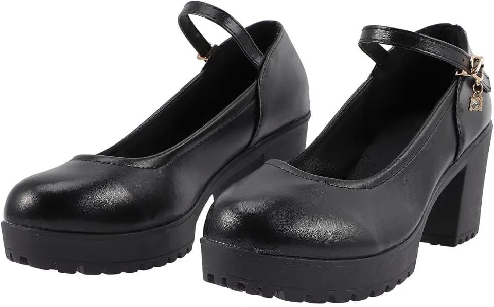 Holibanna Frauen Vintage Plattform Mary Janes Chunky High Heel Kleid Schuhe Knöchel Schnalle Runde Kappe Pumpen