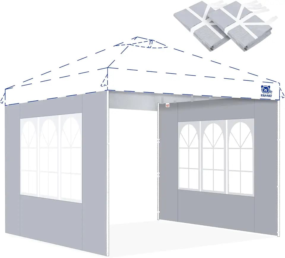 FANPAT Church Sidewalls for 10x10 Pop Up Canopy, Gray(2Pcs Sidewalls Only)